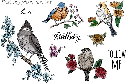 Miniatura 3 de Sellos transparentes de cumpleaños de pájaros y flores para hacer tarjetas, álbumes de recortes y palabras, sellos transparentes de silicona,