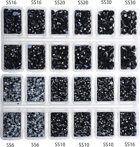 Miniatura 4 de 8000 unidades de piedras de cristal redondas de fijación en caliente, piedras de cristal termoadhesivos con parte trasera plana para hacer bricolaje