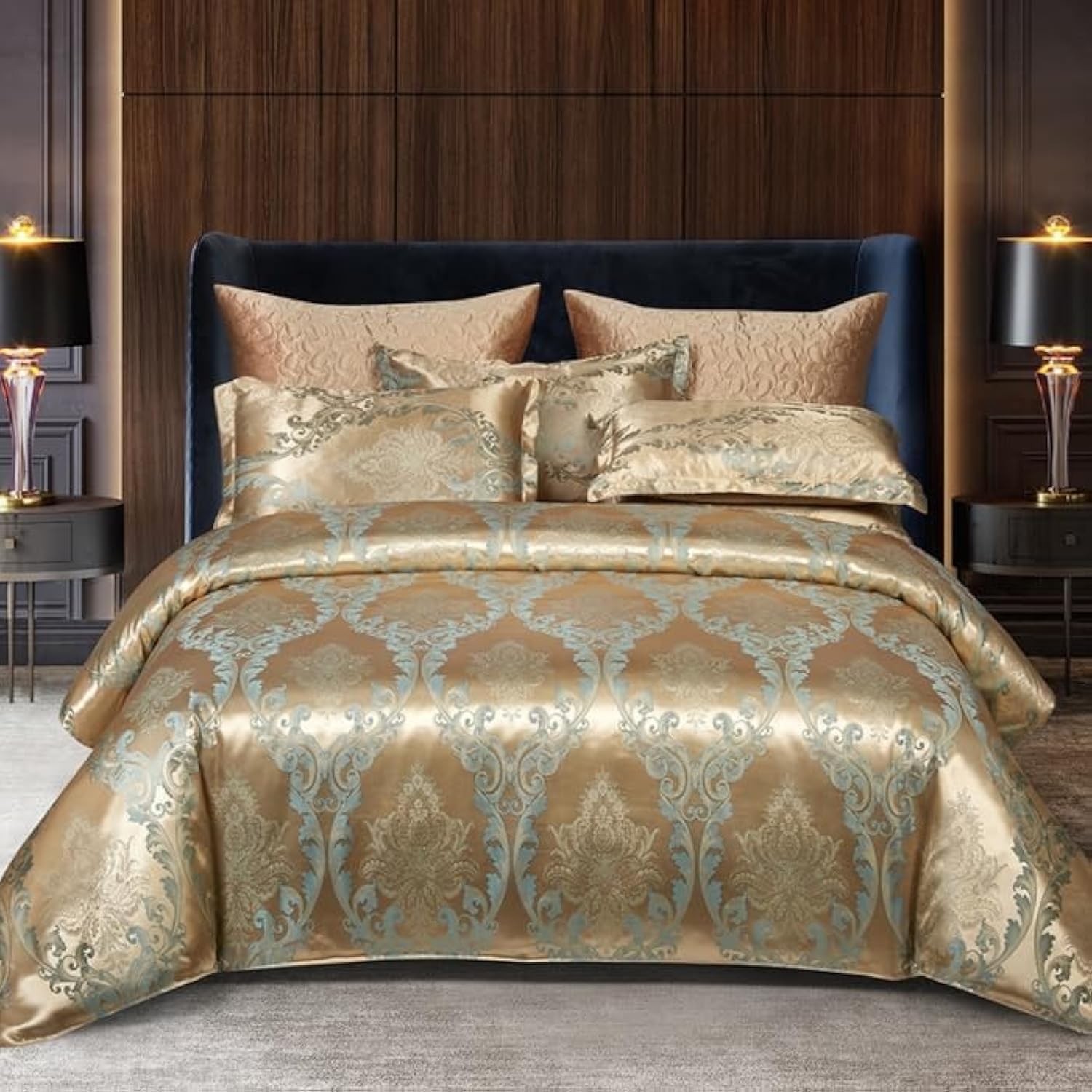 Housse de couette 200x200 en soie or beige pour une chambre romantique