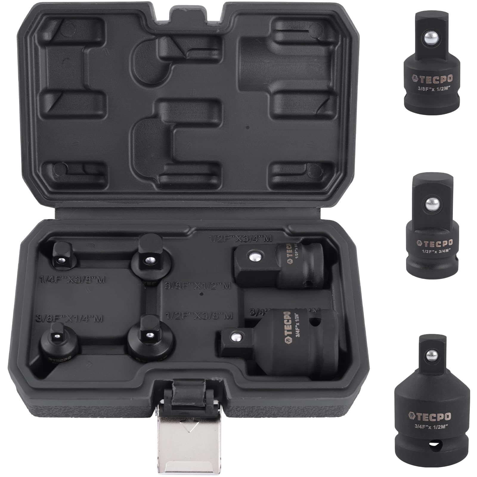 TECPO Llave dinamométrica de 1/4 pulgadas 5-25 Nm + juego de adaptadores de fuerza