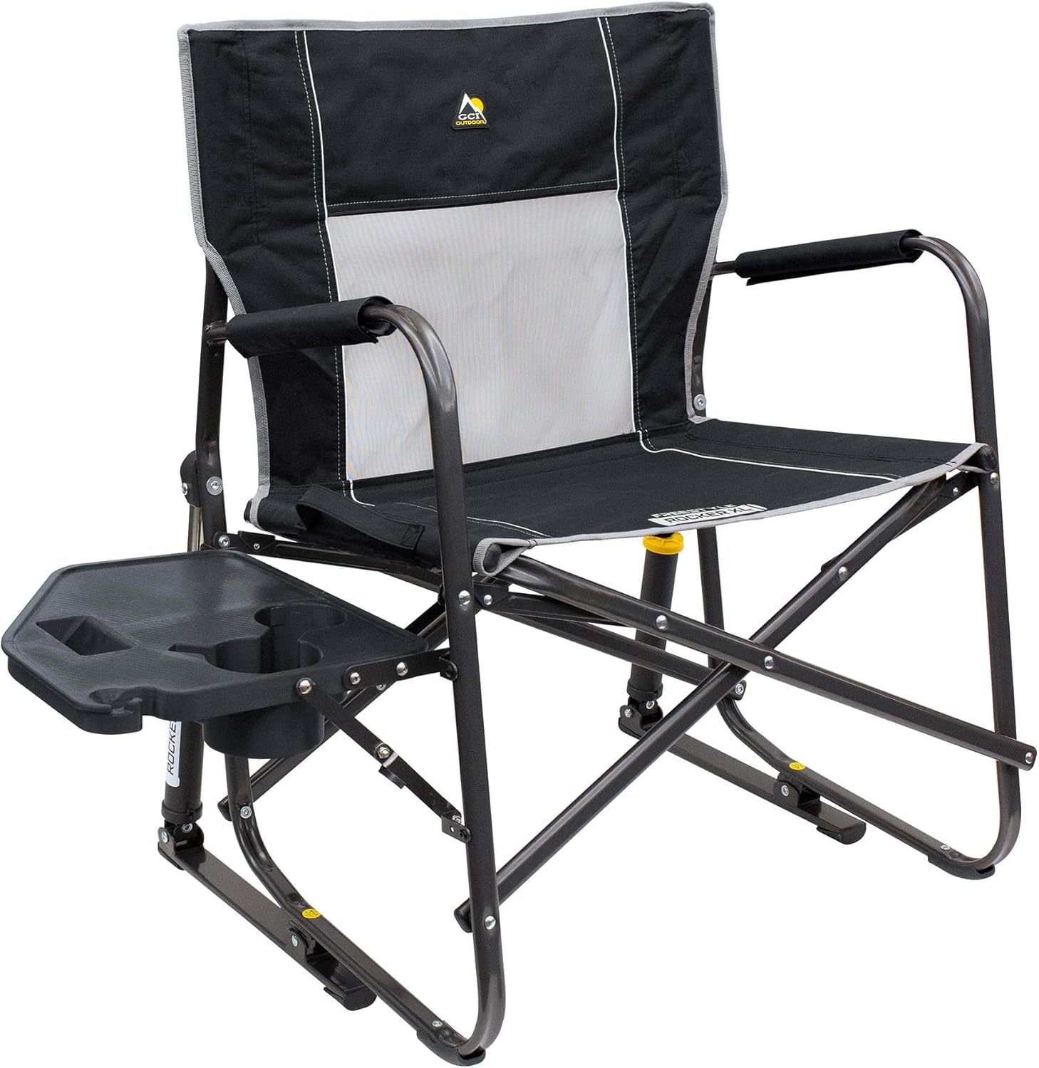 GCI OUTDOOR Freestyle Rocker XL with Side Table Camping Chair | Portable Folding Rocking Chair with Solid