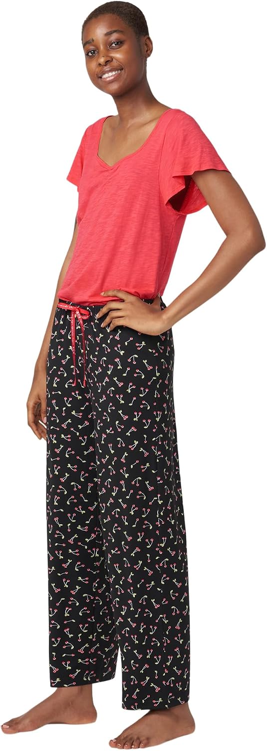 HUE Women's Valentine’s Pajamas, Cute Pj Separates for Valentine’s Day, Black Cherry Love - Sleep Pant, 2X