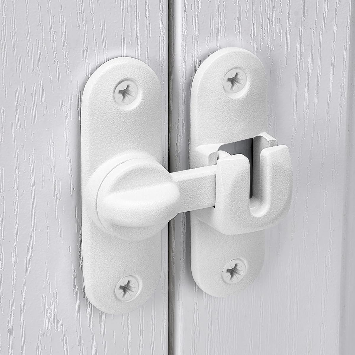 INIRET 4 Packs Matte White Barn Door Latches,90/180 Degree Gate Lock,Zinc Alloy Right Angle Door Lock Latch,Flip Gate Latches Hardware,Door Security Door Latch Lock fo Cabinets,Bathroom,Barn Door