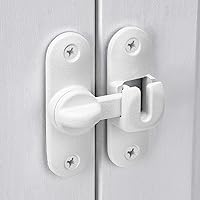 Vista 5 de Paquete de 2 cierres de puerta de granero blanco mate, cerradura de puerta de 90/180 grados, cierre de cerradura de puerta de ángulo recto