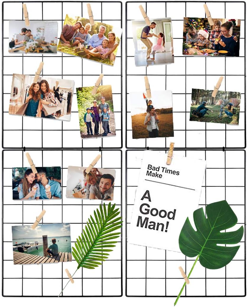 Halvalo Wall Grid Panel Wire Grid Board, Wall Photo Picture Display Frames Wall Grid Display Decor Mesh Memo Board Organizer (2 Pack)