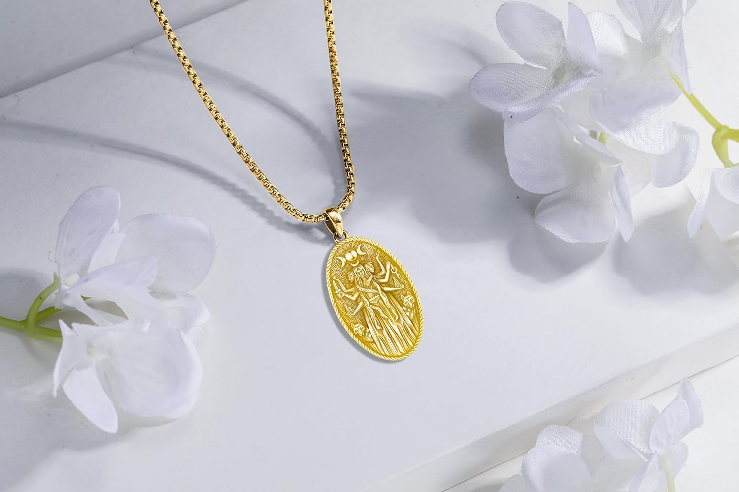 Hecate Wiccan Triple Moon Goddess Necklace Tetragrammaton Nudo De Bruja Plata 925 Original Sterling Silver Cat Moon Pendant Hekate Witch Necklace Amulet Witchy Jewelry Gifts for Women Men