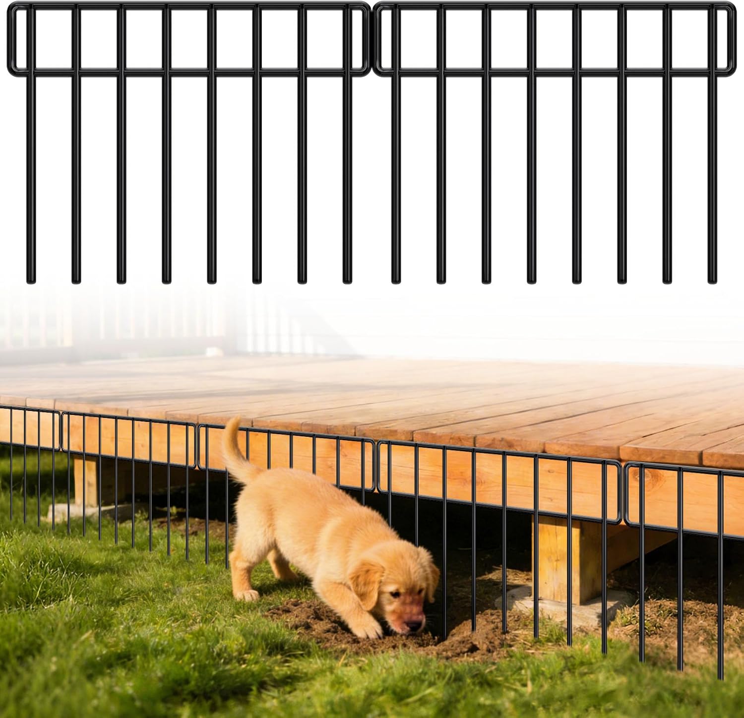30Ft(L) X 13Inch(H) Animal Barrier Fence - 21 Pack Garden Fence Animal Barrier Garden Border, Rustproof Metal Fencing Panels, No Dig Fence Panels Defense for Dogs, Rabbits, Outdoor Patio