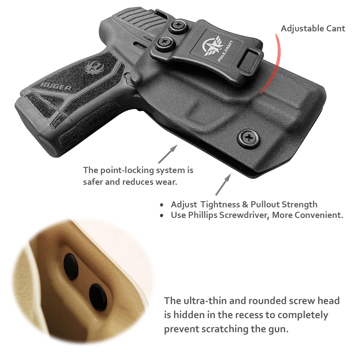Amazon.com : POLE.CRAFT Ruger Max-9 Holster IWB Kydex for Ruger