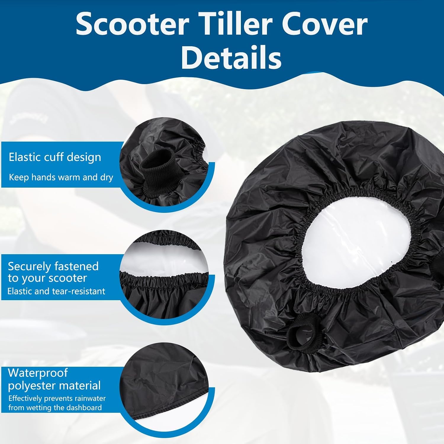 Mobility Scooter Control Panel Cover Rain 19"x15"x8.6“, Rain Cover Fit Various 3/4-Wheels Mobility Scooters with Elastic Cuffs and Heavy-Duty Clear PVC,Mobility Scooter Accessories