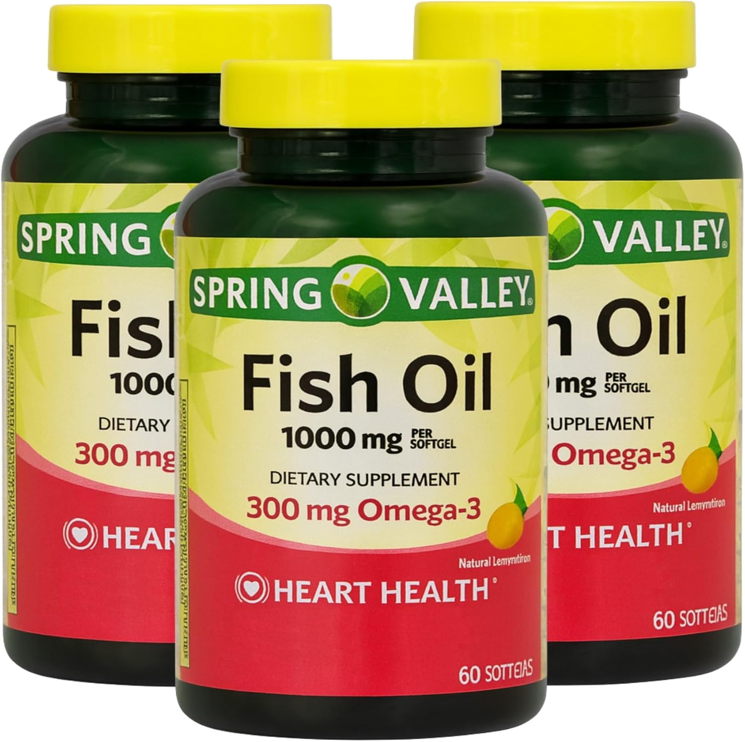 Omega 3 Fish Oil 1000mg – 60 Softgels, Omega-3 Supplements for Women and Men, Fish Oil Fatty Acid, Daily Essential Supplement (Pack of 3)
