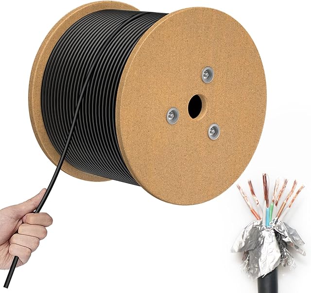 Cat7 Bulk Ethernet Cable 650ft: Outdoor/Indoor CAT 7 Double Shielded Riser (CMR) Ethernet Bulk Cable Reel 1000Mhz 10G Heavy-Duty Waterproof 26AWG S/STP Cat 7 Ethernet Spool