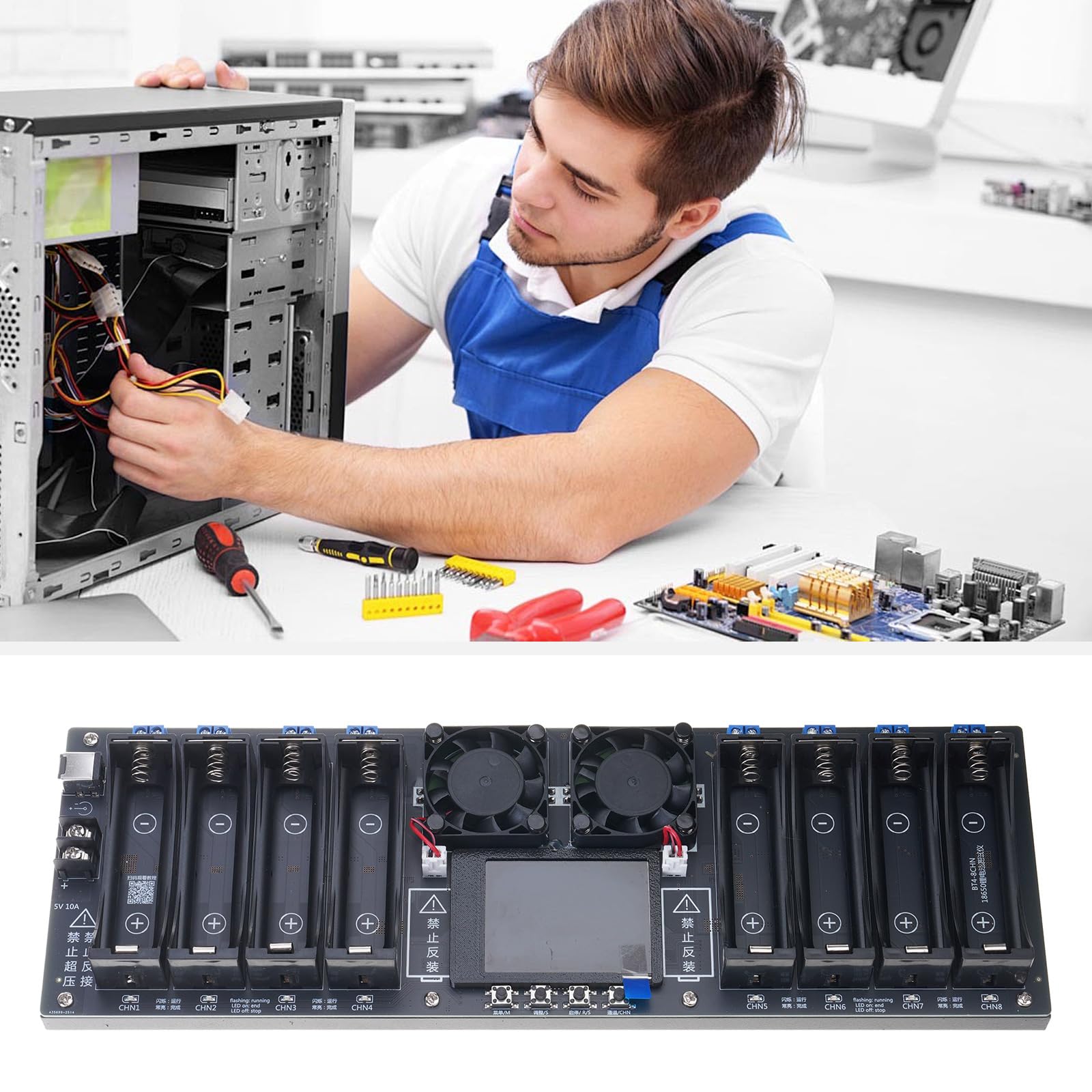 Professione 8 canali 18650 capacità della batteria e tester di resistenza interna con operazioni indipendenti Misurazione accurata Tester batterie al litio
