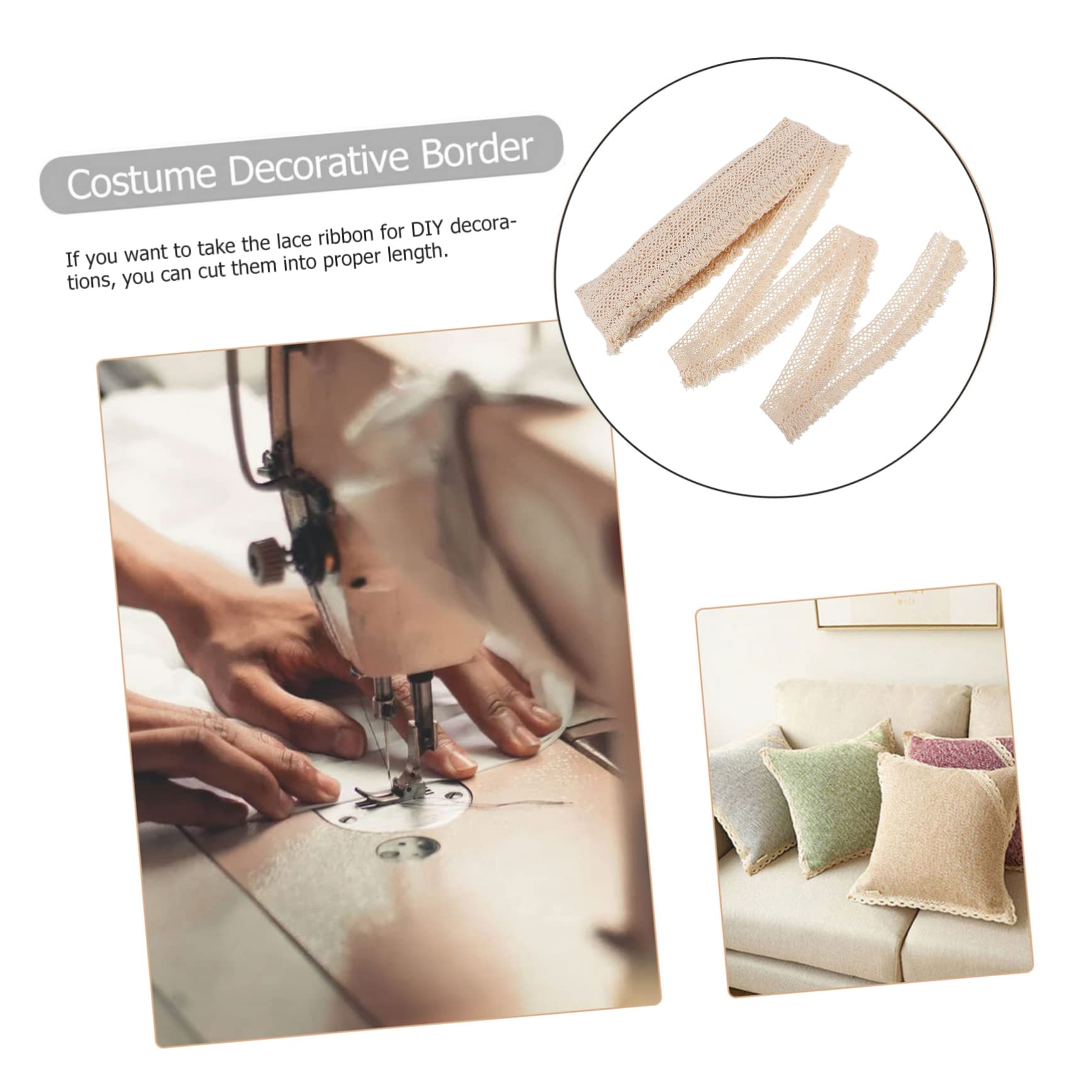 DOITOOL 3 Piezas Cinta de Encaje de Algodón con Flecos para Manualidades Ribete Decorativo para Ropa y Cortinas de Yardas Material para Proyectos Diy y Decoración de Hogar