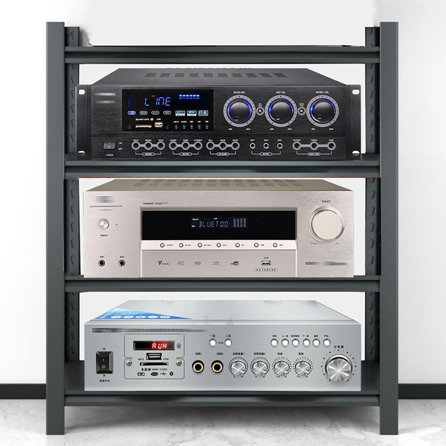 Media Stand, Multi-Layer Detachable Audio Audio Rack, Adjustable Shelf Height Media Storage Cabinet, Open Storage, for Home/Office/Audio Video/DJ/Theater(15.7x31.4/40x80cm)