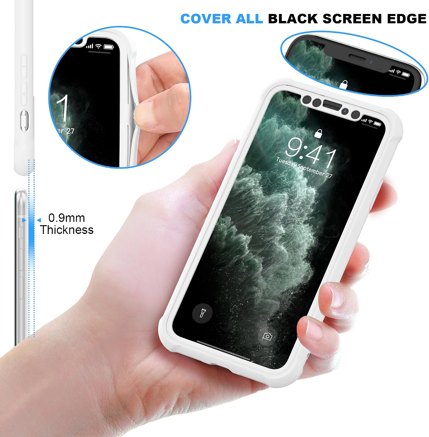 ORETECH for iPhone 11 Pro Max Case with 2X Screen Protector,White | Full Body Shockproof Design Smooth Texture,15FT Military Grade, Camera Lens Shield, with Armor Front Frame Protection