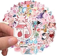 Vista 2 de Calcomanías de ajolotl, 100 unidades, lindas calcomanías impermeables, regalo de bricolaje para decorar la fiesta