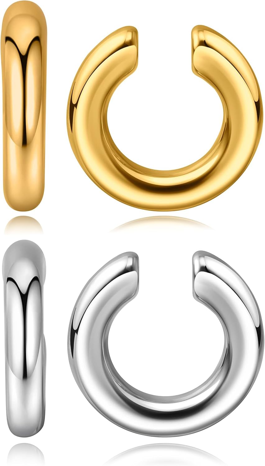 Ear Cuffs Non Piercing Aretes De Mujer Gold Chunky Earrings for Women Clip On Earrings Non Tarnish Gold Earrings Gifts Trendy Stuffers