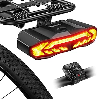 WSDCAM Smart Bike Tail Light for Cargo Rack with Turn Signals and Brake Light, Auto On/Off USB Rechargeable Wireless Remote Bike Horn Alarm Rear Bike Light Reflector Bicycle Tail Light with Rack Mount
