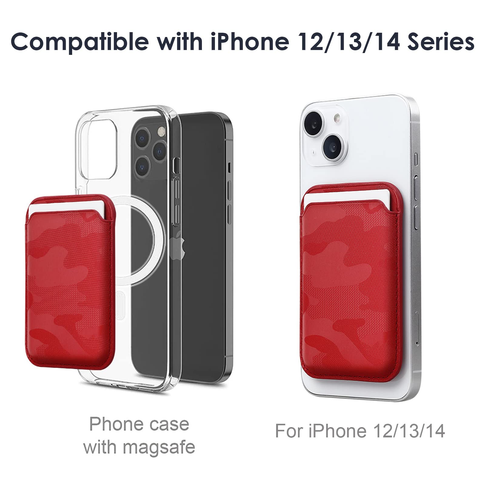 WALLFID Portafoglio in pelle con MagSafe compatibile con iPhone 12/13 Mini/Pro/Max, supporto RFID con magnete MagSafe