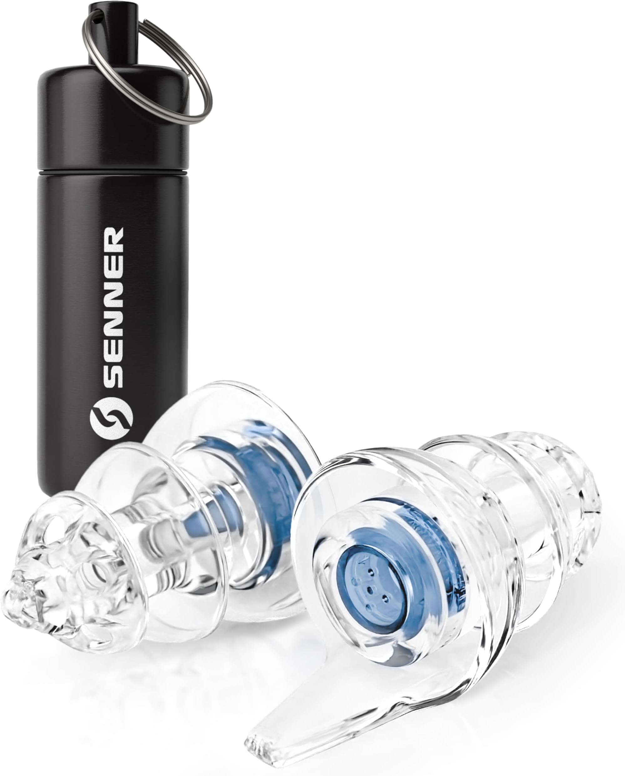 MusicPro Soft | Ear Protection for Concerts, Music, Disco, Festivals - Extra Soft Earplugs, Blue/Transparent - with Aluminum Case