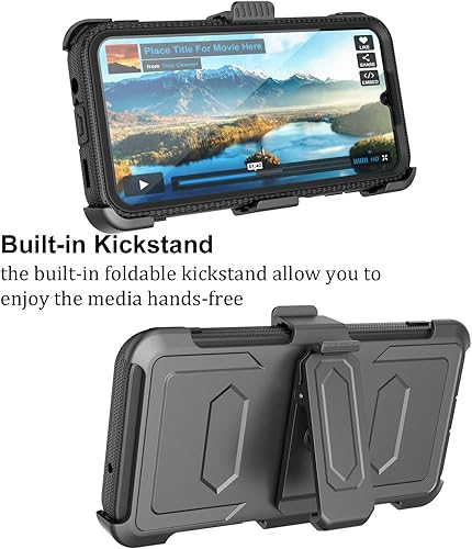 Miniatura 6 de Takfox Funda para Galaxy A14 5G, para Samsung A14 5G, protector de pantalla integrado con soporte para cinturón, funda de cuerpo completo, grado