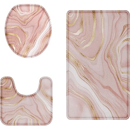 Amazon.com: Eanpet Marble Bathroom Rugs Nonslip Pink Bathroom Mats ...