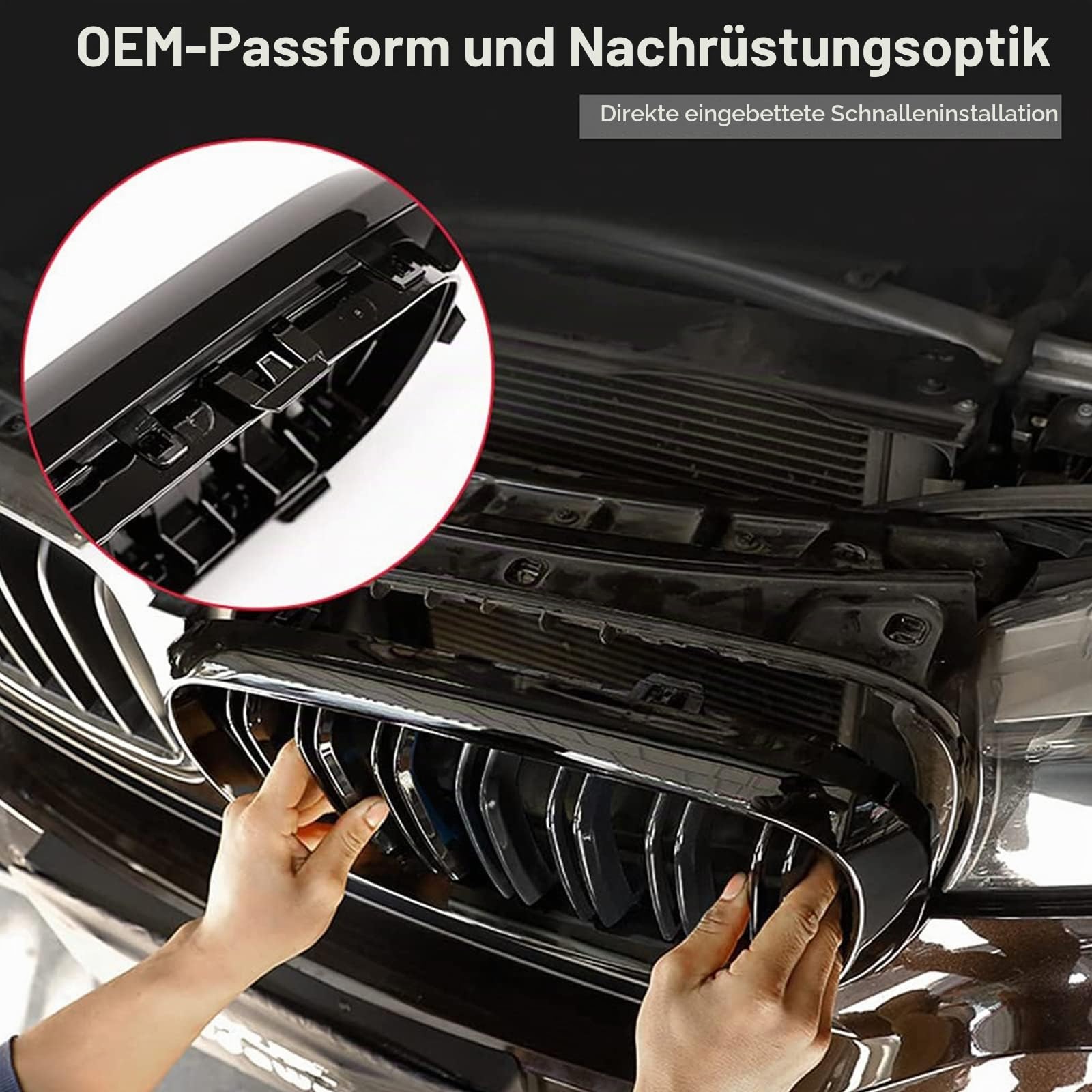 Kühlergrill Passend für BMW X1 F48 F49 2016-2019 Schwarz Glanz Kühler Front Doppel Rippen Grill F48 Nieren