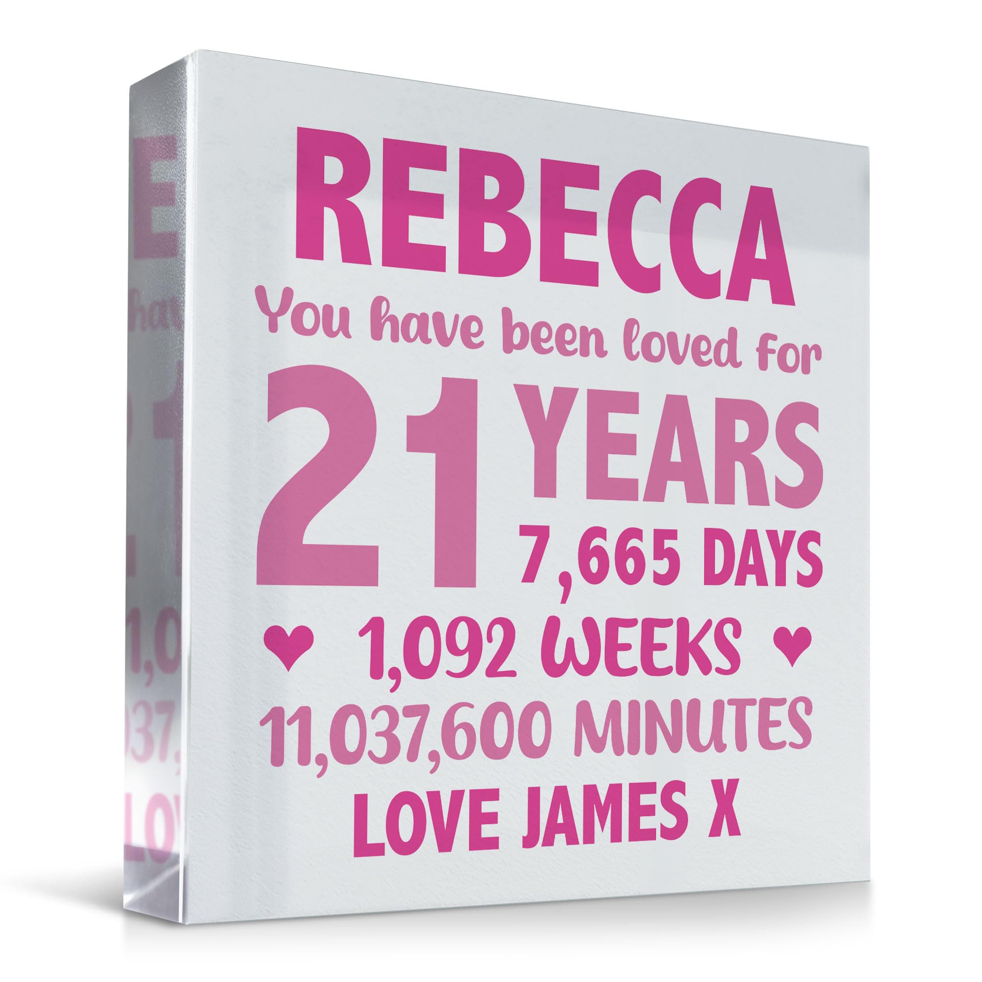PERSONALISED 13th 16th 18th 21st 30th 40th 50th 60th 70th Birthday Gifts For Girls Her Women Standing Plaque Mum Daughter Auntie Sister Nan Gift Keepsake (21st Birthday)