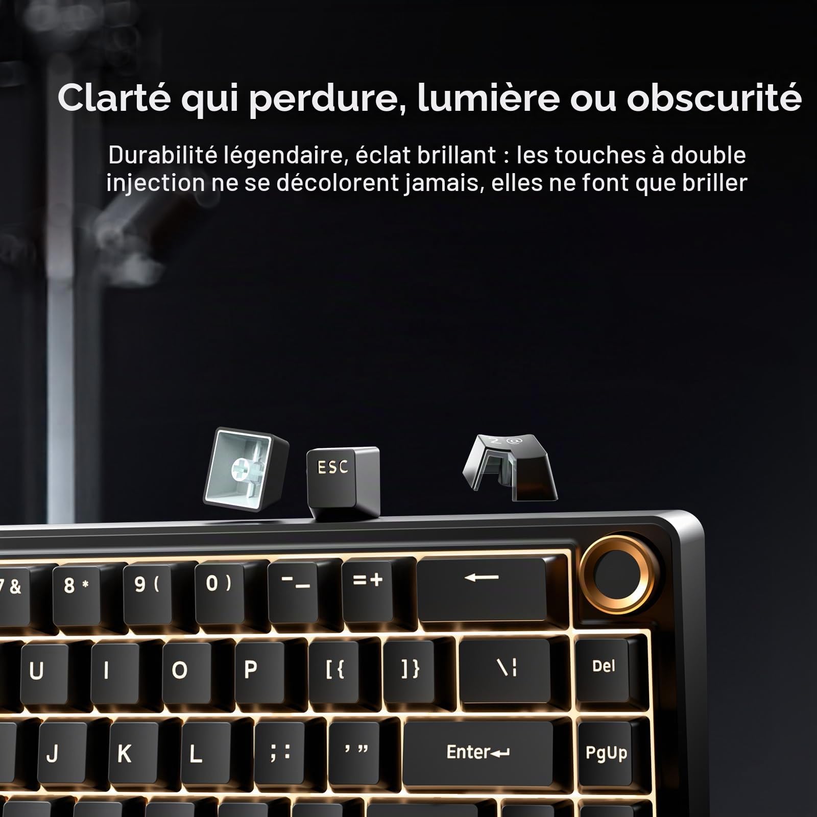 Dierya DK68E Clavier Gamer, Clavier Mécanique Gasket 60% avec Bouton Volume, RGB Hot Swap Switches Crémeux Linéaires, Compact 66 Touches Anti-Ghosting, Layout QWERTY-US (Noir)