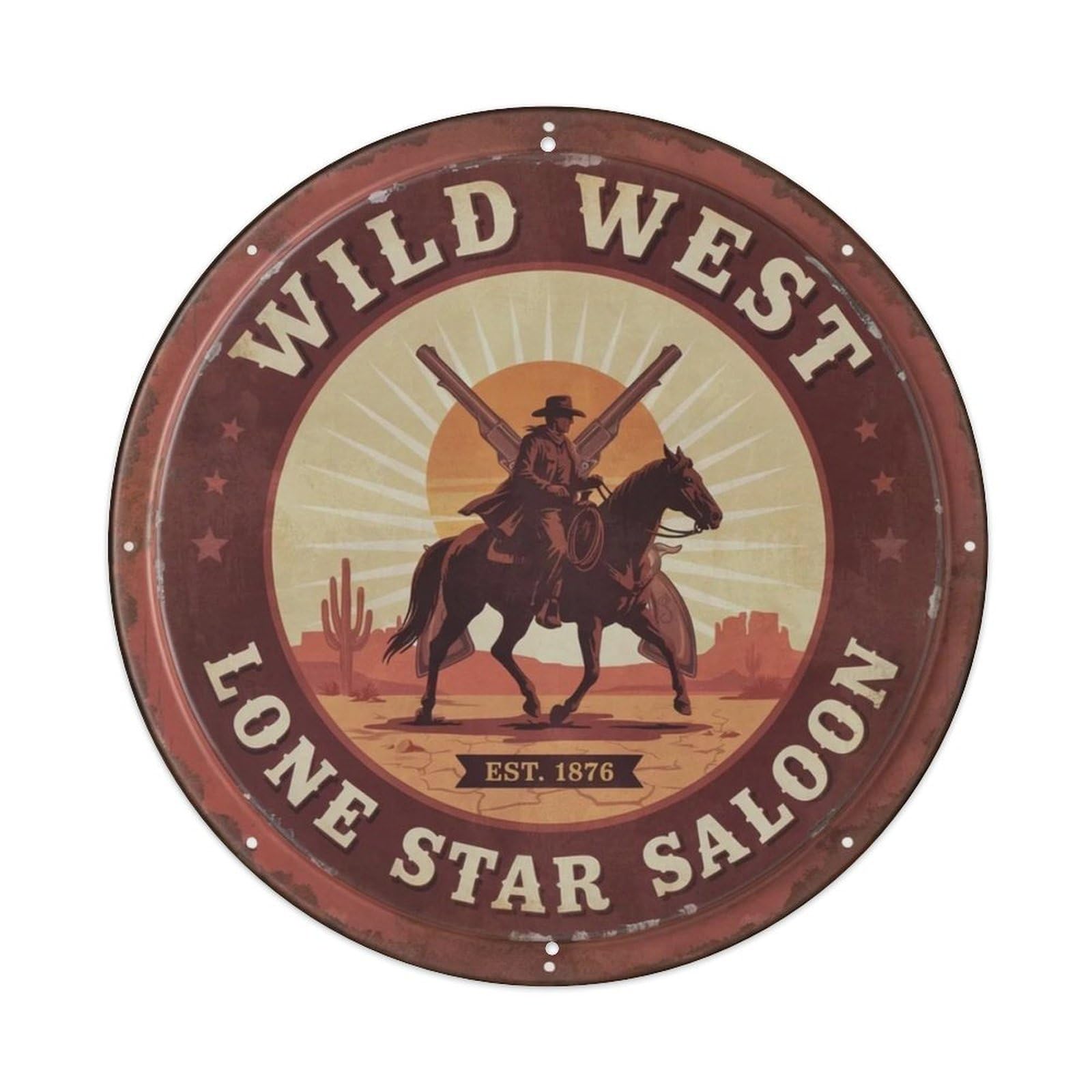 Western Cowboy Style. Metal Tin Sign Plaque