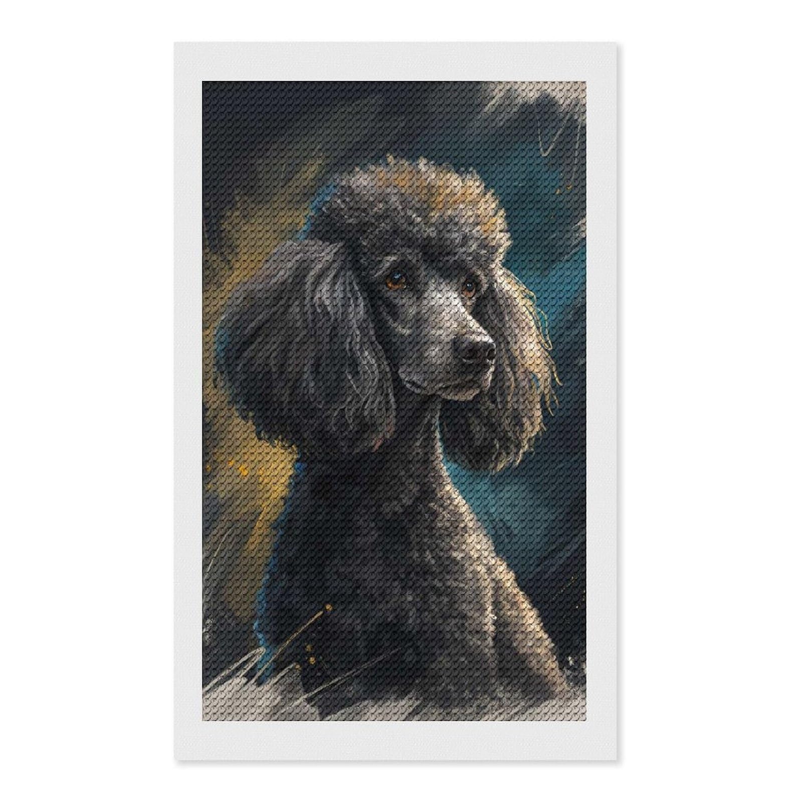 Junmoney Poodle Portrait Painting Diamond Painting Canvas Set 12"x20", Easy to Enjoy, Adhesive Canvas, Office Decor, Holiday Gift Idea, with Tool Kit