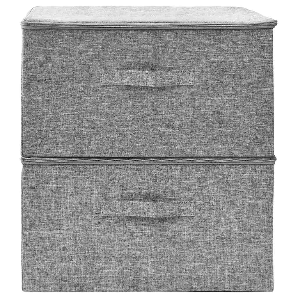 Faltbare Aufbewahrungsboxen 2er Set Stoff Grau 43 x 34 x 23 cm mit Griff für Schrank Regal Schublade Wohnzimmer Schlafzimmer Büro, platzsparend für Ordnung im Alltag