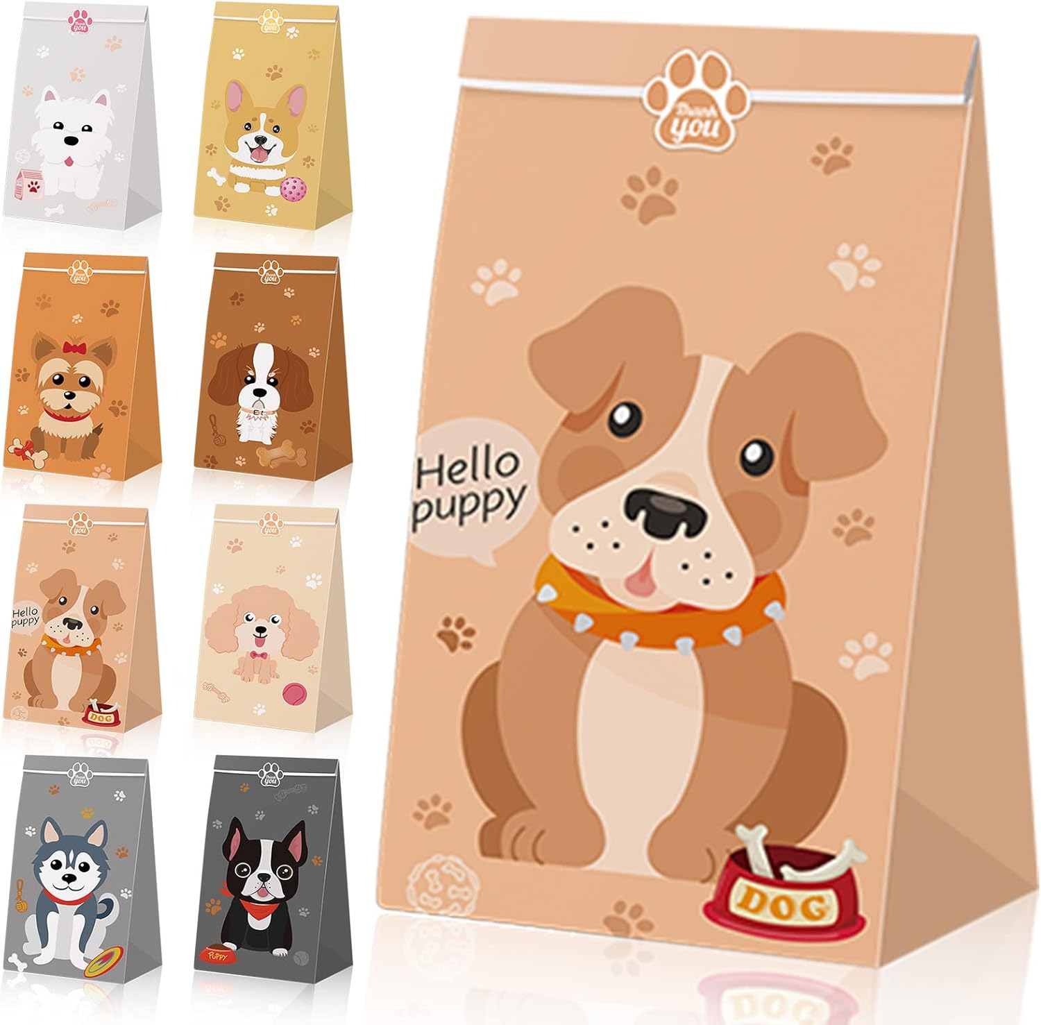 Buy 24 Packs Dog Party Goodie Bags with 24 Pieces Thank You Stickers Puppy Themed Treat Gift