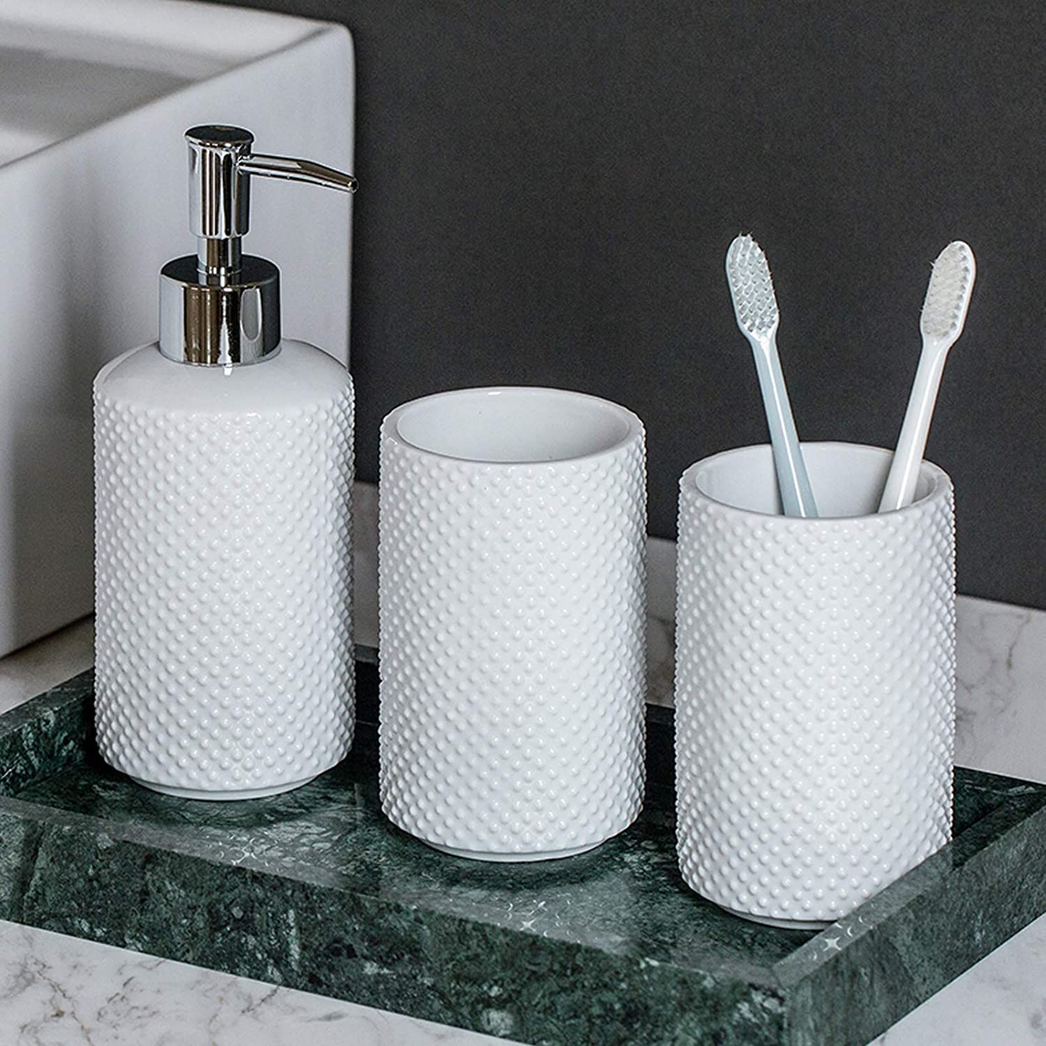 Badzubehör Set Badezimmer Set Bad-Accessoires-Set Kreatives Weißes Keramik-Badezimmer-Accessoires-Set Badezimmer-Wohnkultur-Sets Zubehör Für Einweihungsgeschenk Badezimmer Zubehör Set Badezimmerzubehö