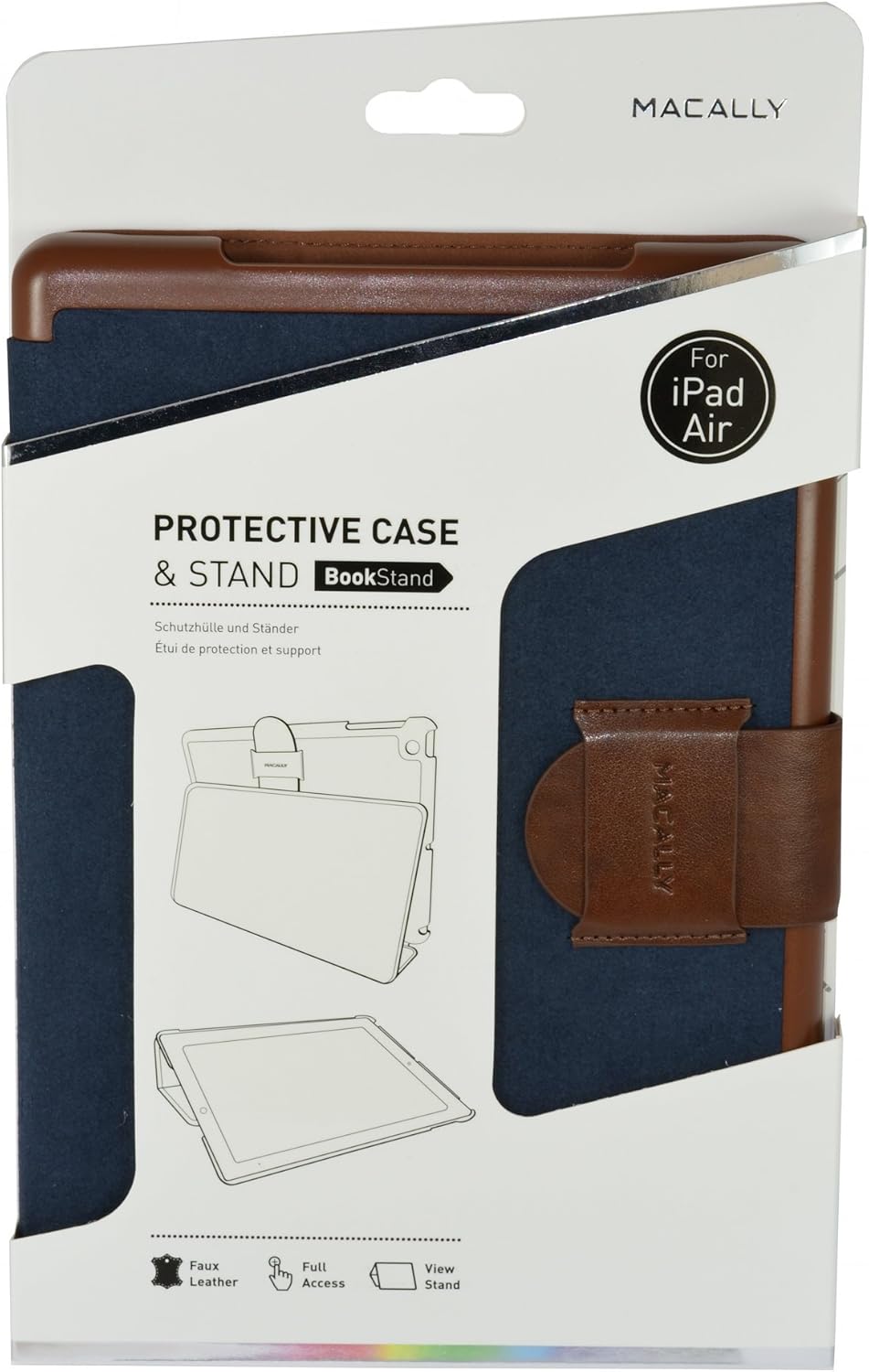 Macally Bookstand, Case with Stand Function for iPad Air (Blue) 18025