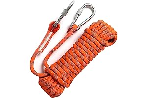35ft 10mm Outdoor Static Rock Climbing Rope with Carabiner and Magnet