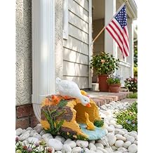 Eco-Friendly Duck Statue - Outdoor Decor Sculpture, Garden Animal Statue, Gutter Diverter Rain, Downspout Extender, Splash Block, Decorative Gutter Extension, Ornament, 3"x4" Fit