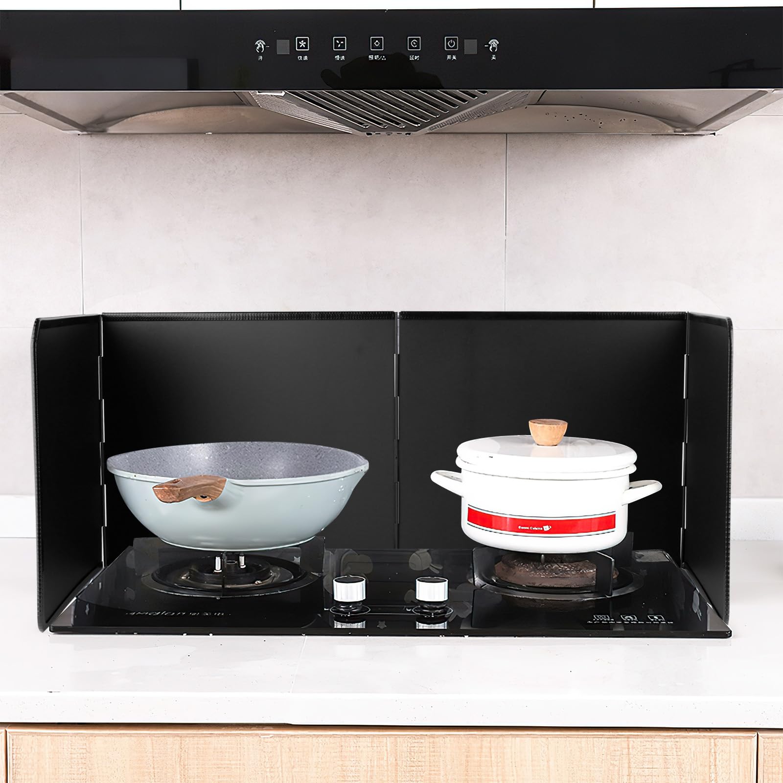 76*29*30cm Protection Anti-éclaboussures Pliable, 3Côtés Plaque Anti-projections Pliable, Plaque Anti Projection de Cuisson Résistant à la Chaleur, Plaque Anti Projection Cuisine pour Cuisson/Rôtir