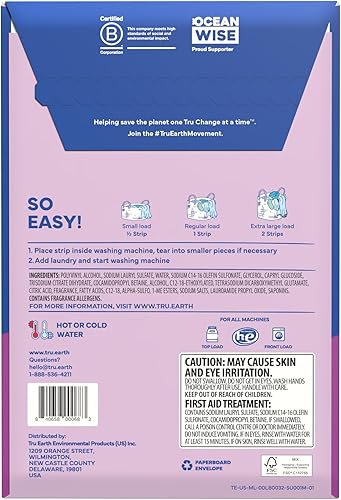 Miniatura 73 de Tru Earth Hojas de detergente compacto para ropa seco, sin perfume, hasta 768 cargas (384 unidades), sin parabenos, detergente sin líquido Eco-Strip