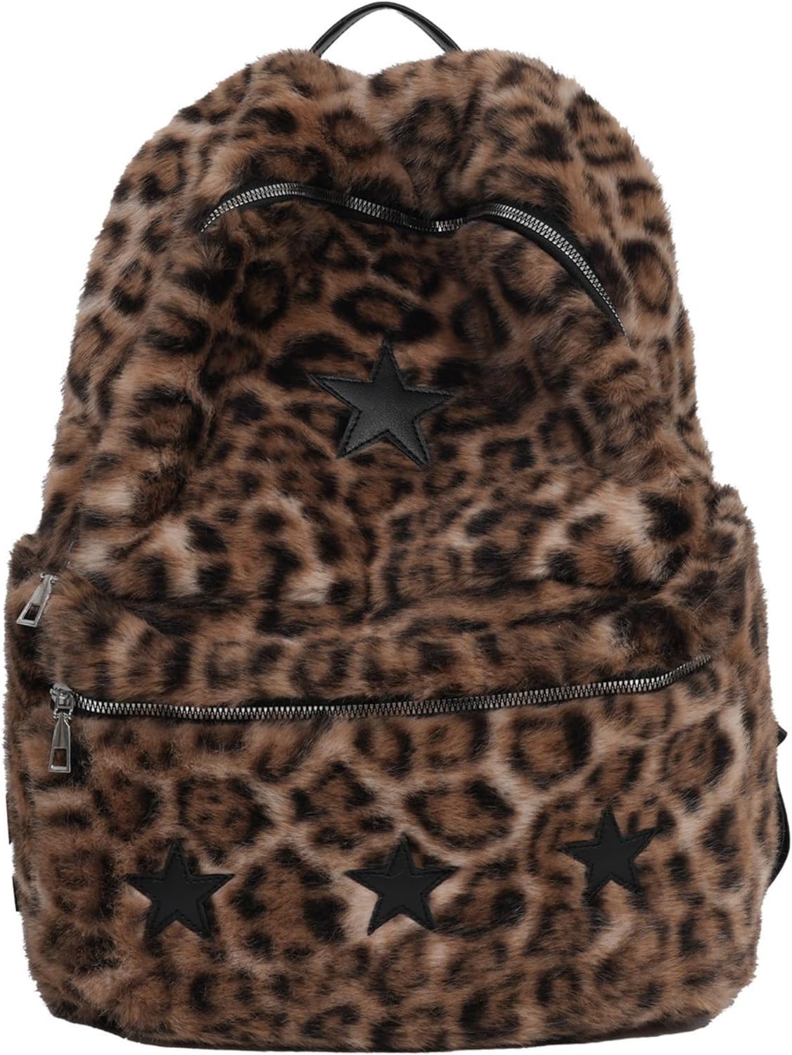 Cute Backpack Fuzzy Cheetah Shoulder Bag, Y2k Purse Fleece Chic Bookbag Trendy Aesthetic Coquette Daypack 90s Purse (Brown Leopard)