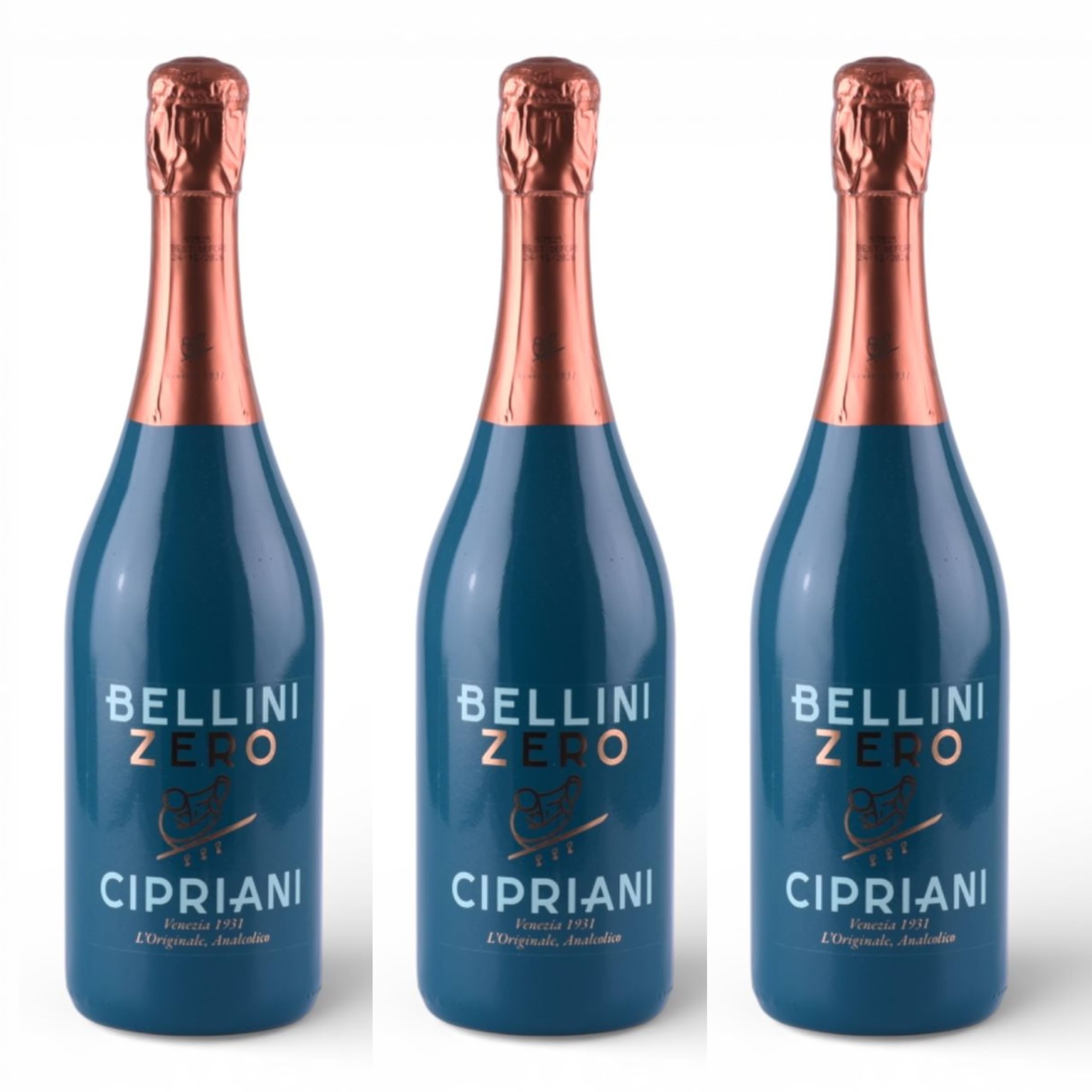 Cipriani Bellini Zero alkoholfreier Pfirsich-Cocktail | Viticoltori Ponte | trinkfertiger Cocktail | 3 x 0.75 Liter | mit FABELHAFTE GESCHENKE - Genusskarte