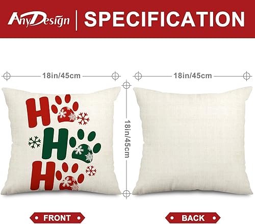Miniatura 2 de AnyDesign Juego de 4 fundas de almohada navideñas para mascotas, diseño de perro y gato, 18 x 18 pulgadas, diseño de animales lindos para el hogar,