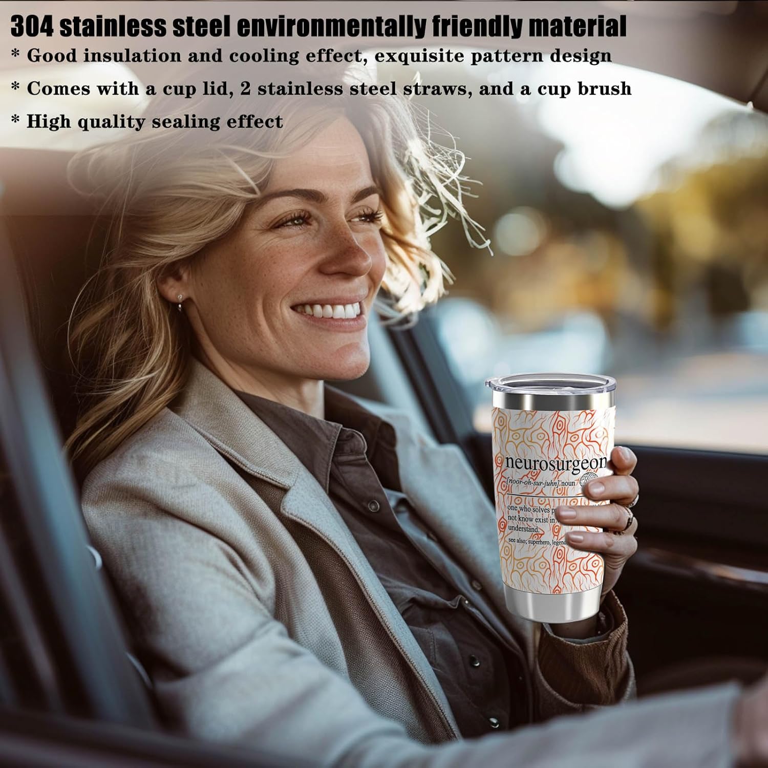 Neurologist Gift Neurosurgeon Nutrition Facts 20oz Tumbler with Lid and Straw Neurology Student Tumbler Recovery Neuroscience Gifts (Neurosurgeon-Nutrition) - Image 4