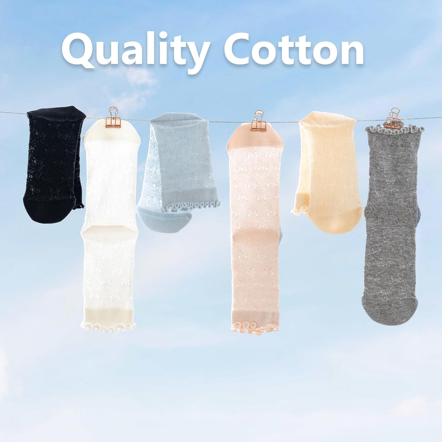 Women's Ruffle Socks,Cute sheer Thin Cotton Sock, Friily Cuff,Cool Lace Elegant Socks,Girl's Sock 6 Pack (Size5-9) - Image 7