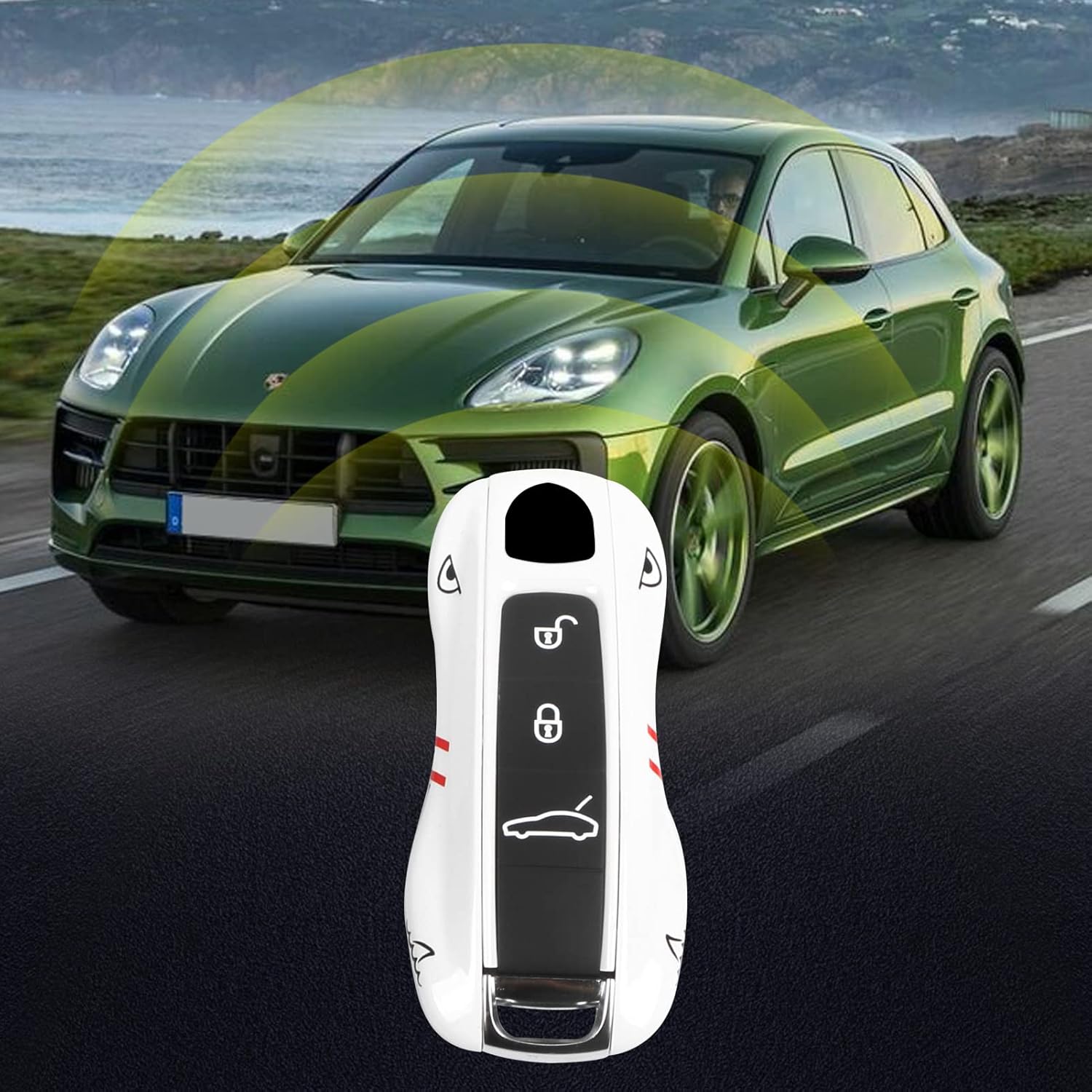 Jaronx Compatible with Porsche Key Cover, Key Case Fob Shell Cover Compatible with Porsche Cayenne Panamera 2018-2024, Carrera Taycan 2018-2024 (Big Shark) - Image 5