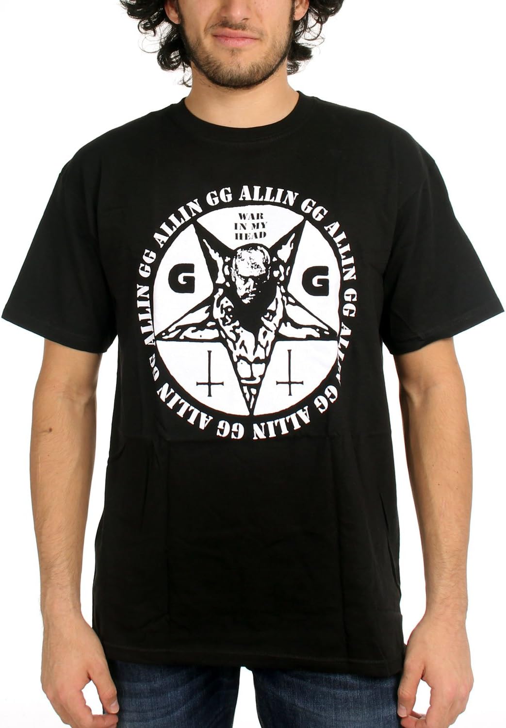 Gg Allin War In My Head Adult T-Shirt, Size: Large, Color: Black