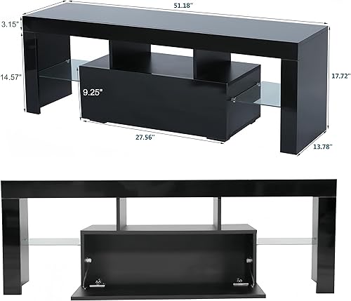 Miniatura 3 de CITYLIGHT Soporte de TV LED para televisores de hasta 55 pulgadas, moderno centro de entretenimiento con puerta de relleno de plumón, estante de