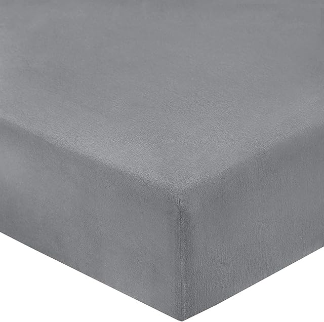 Nimsay Home 100% Brushed Cotton Flannelette Thermal 16" Extra Deep Fitted Bottom Sheet (Single Fitted Sheet, Grey)