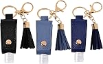 3 Set Hand Sanitizer Porte-clés en cuir, Porte-Bouteille Vide Boîtes de pression Rechargeable Conteneur