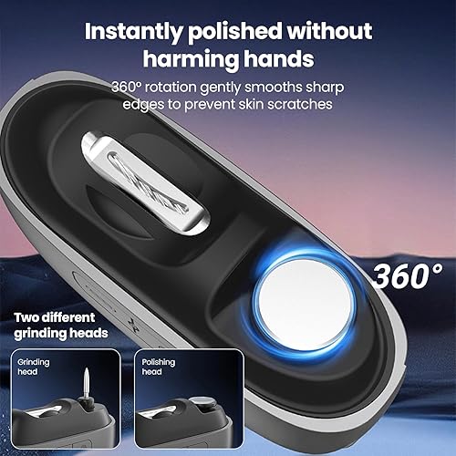 Miniatura 5 de Cortauñas eléctrico 3 en 1 y recortador de uñas eléctrico con luz LED, cortaúñas recargable de 2 velocidades, cortaúñas eléctrico seguro para